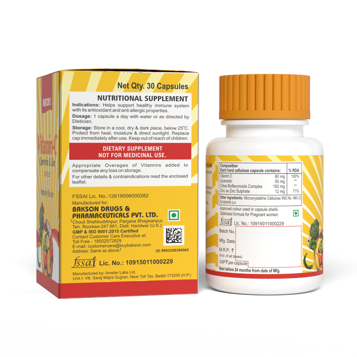 VITAMIN-C, QUERCETIN & ZINC 30 CAPSULES