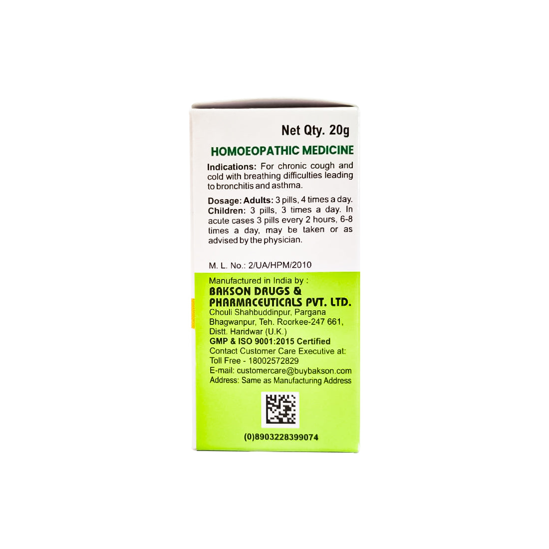 MEDICATED GLOBULES FOR ASTHMATIC CONDITION-20GM