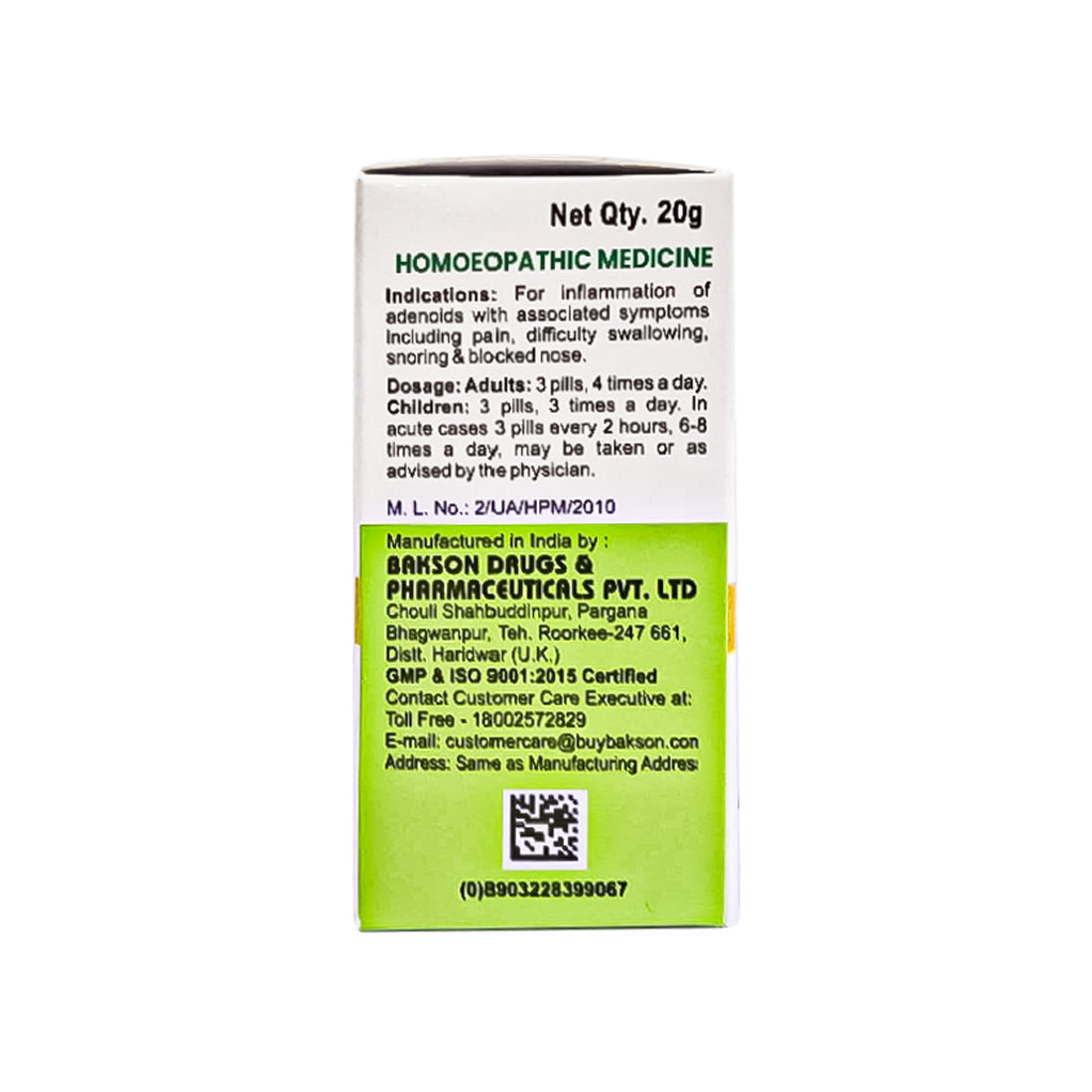 MEDICATED GLOBULES FOR ADENOIDITIS - 20 GM