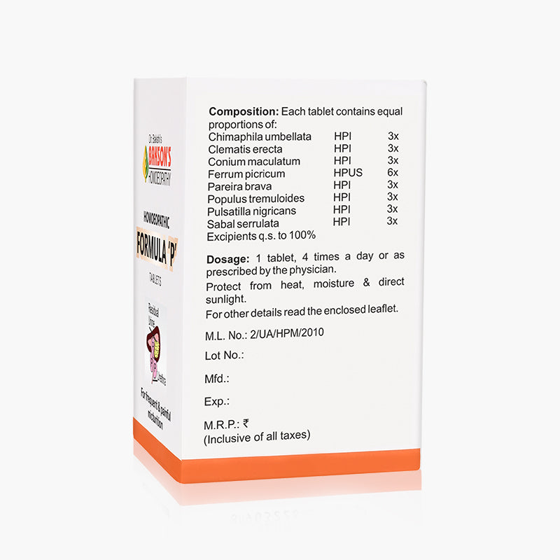 HOMOEOPATHIC FORMULA 'P' TABLETS-40TABS (M)