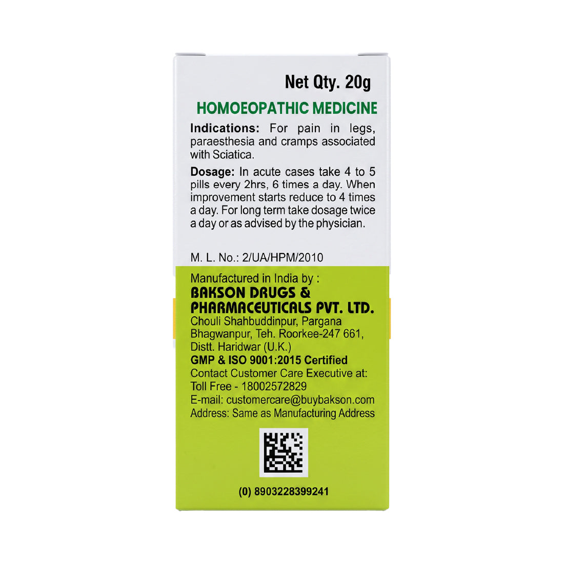 MEDICATED GLOBULES FOR SCIATICA - 20 GM