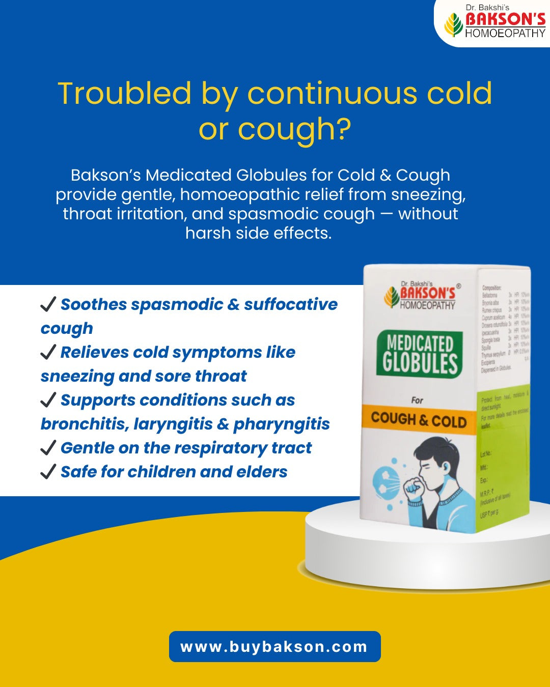 MEDICATED GLOBULES FOR COUGH AND COLD - 20 GM