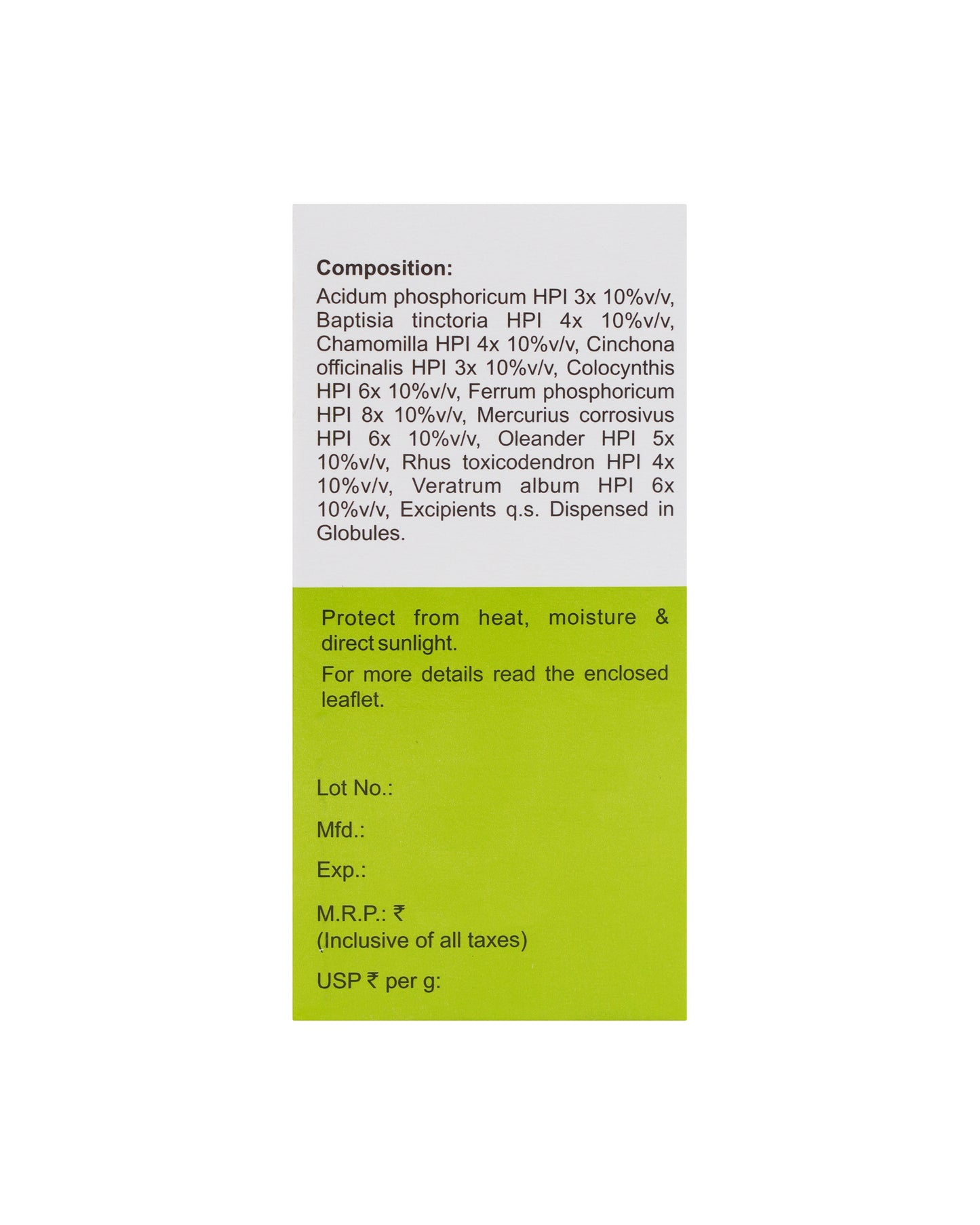 MEDICATED GLOBULES FOR DIARRHOEA - 20 GM