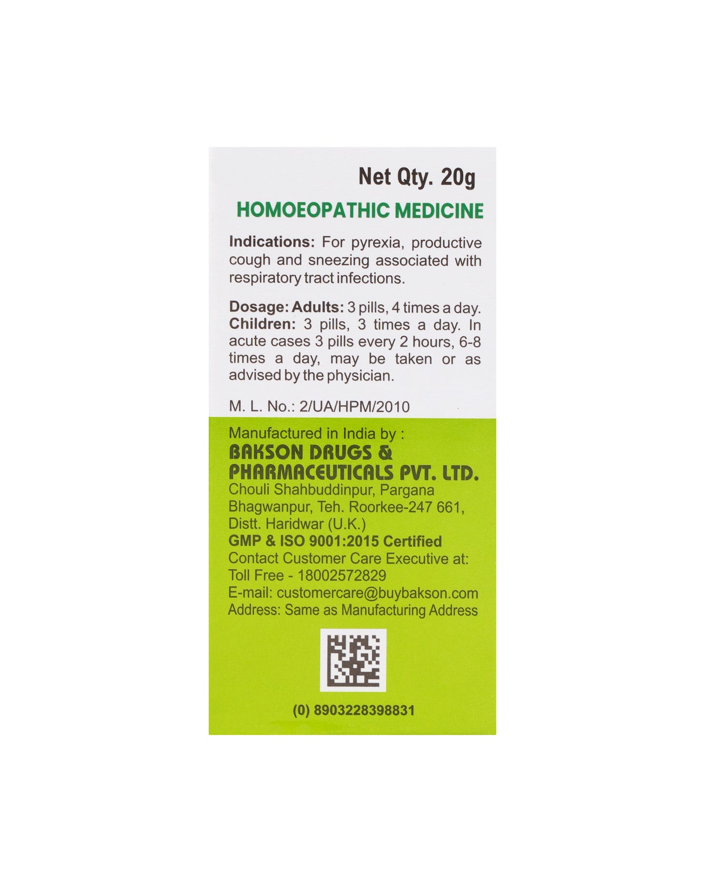 MEDICATED GLOBULES FOR INFLUENZA & FEVER - 20 GM