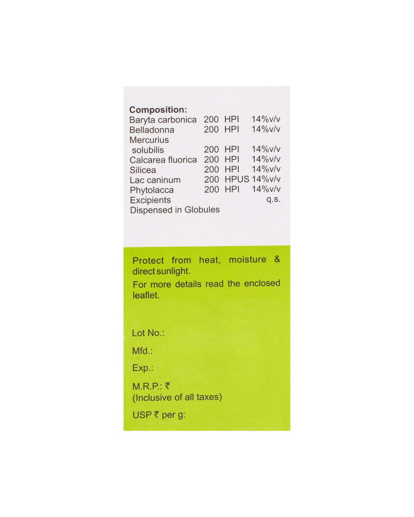 MEDICATED GLOBULES FOR ADENOIDITIS - 20 GM