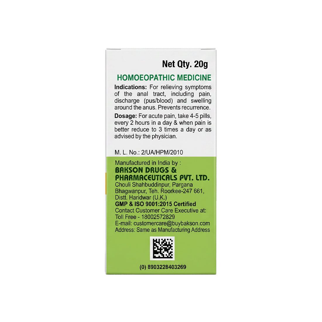 MEDICATED GLOBULES FOR FISSURES – 20 GM