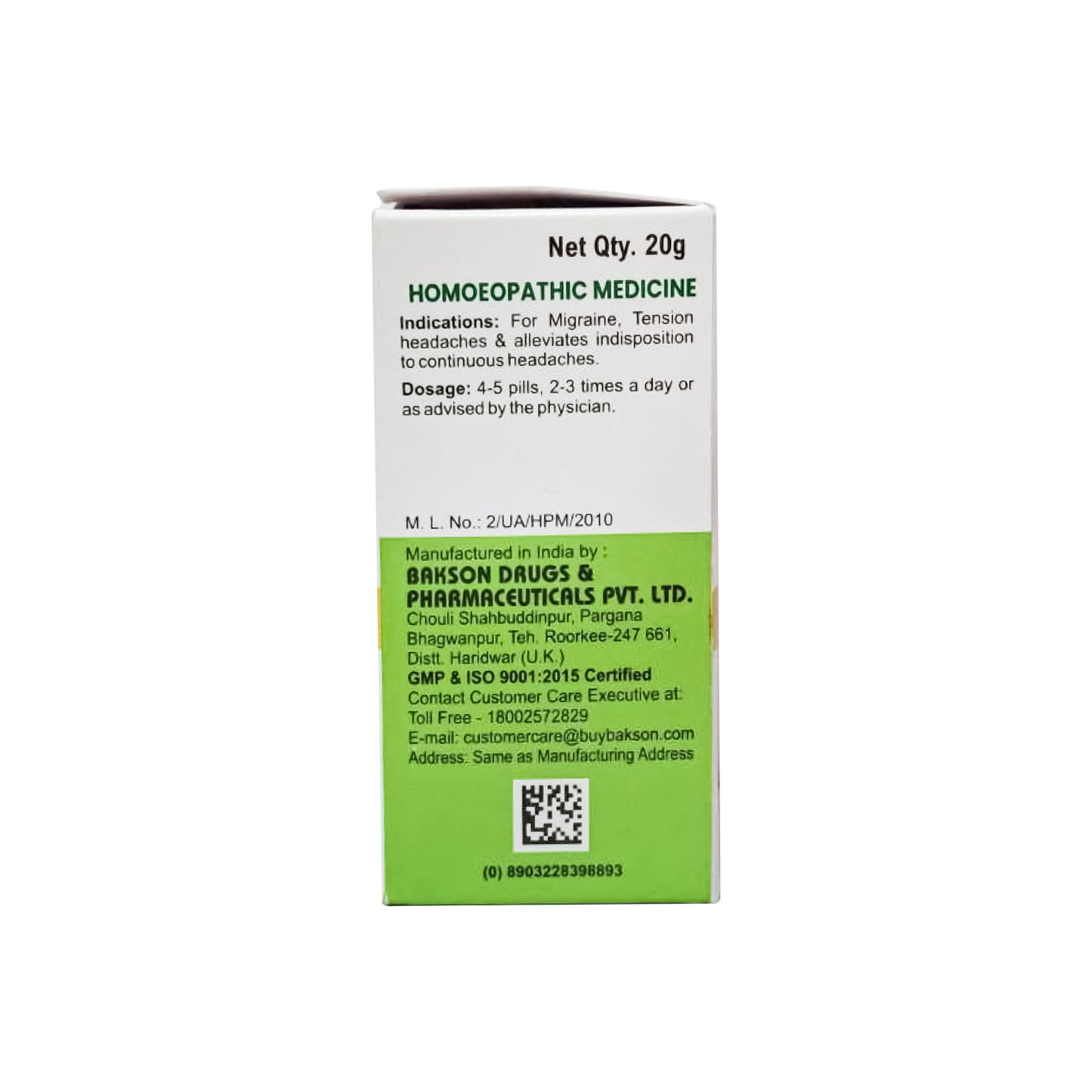MEDICATED GLOBULES FOR HEADACHE - 20 GM