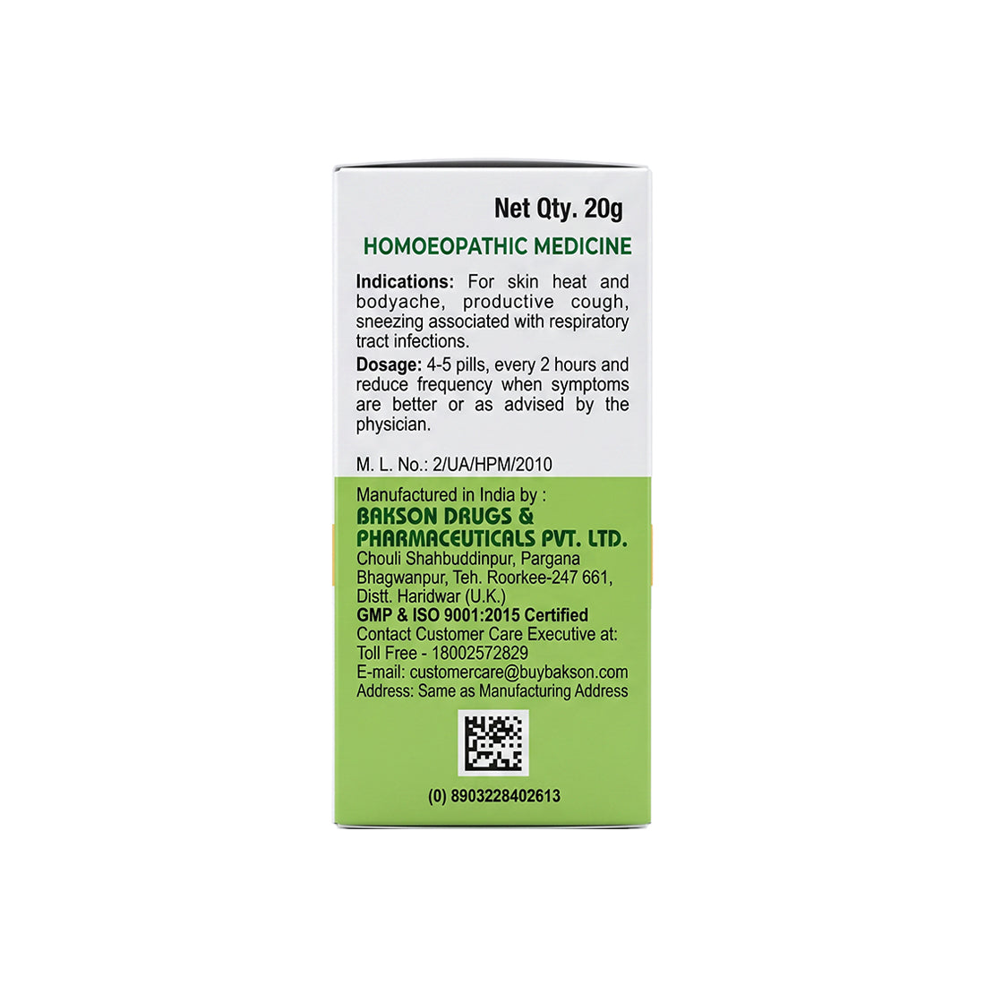 MEDICATED GLOBULES FOR INFLUENZA - 20 GM