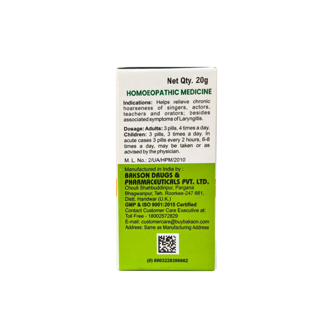 MEDICATED GLOBULES FOR HOARSENESS - 20 GM