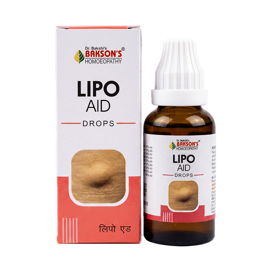 Bakson's Lipo Aid Drops packaging and bottle on a white background