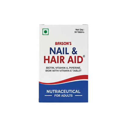 Box of Bakson's Nail & Hair Aid on a white background